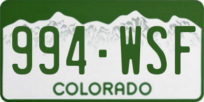 CO license plate 994WSF