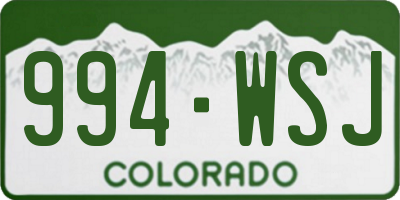 CO license plate 994WSJ