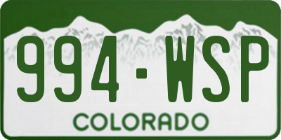 CO license plate 994WSP
