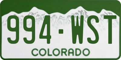 CO license plate 994WST