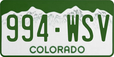 CO license plate 994WSV