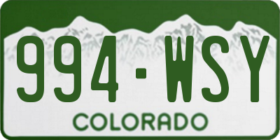 CO license plate 994WSY