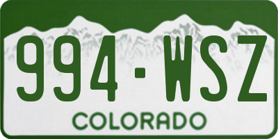 CO license plate 994WSZ