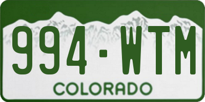 CO license plate 994WTM