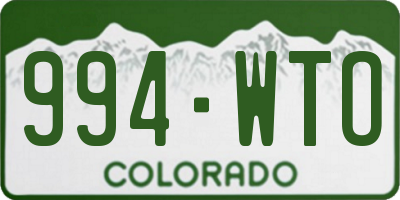 CO license plate 994WTO
