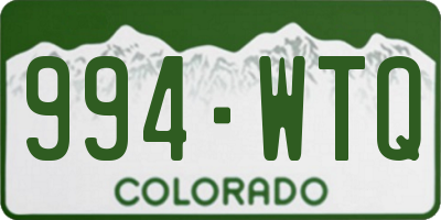 CO license plate 994WTQ