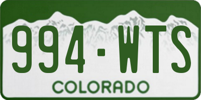 CO license plate 994WTS