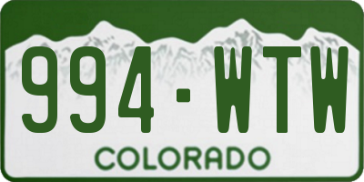 CO license plate 994WTW