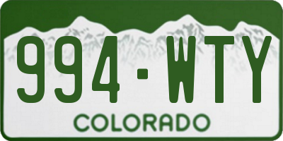 CO license plate 994WTY