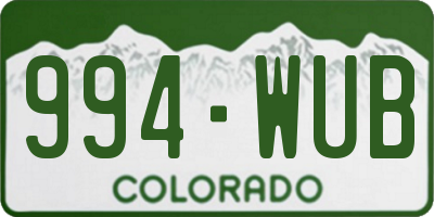 CO license plate 994WUB