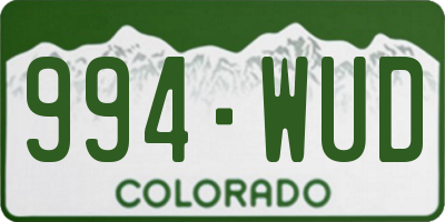 CO license plate 994WUD