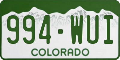 CO license plate 994WUI