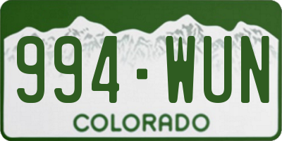 CO license plate 994WUN