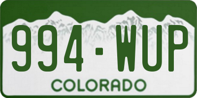 CO license plate 994WUP