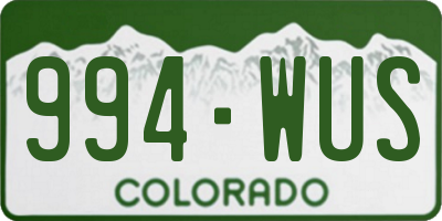 CO license plate 994WUS