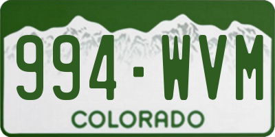 CO license plate 994WVM