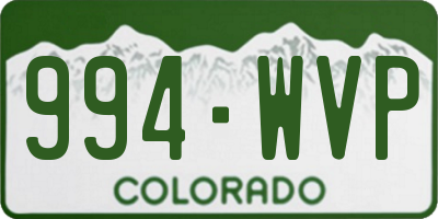CO license plate 994WVP