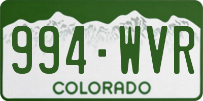 CO license plate 994WVR