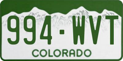 CO license plate 994WVT