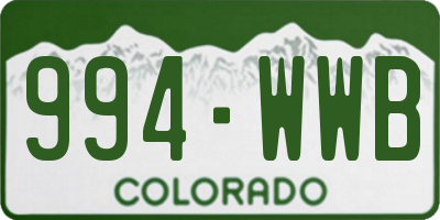 CO license plate 994WWB