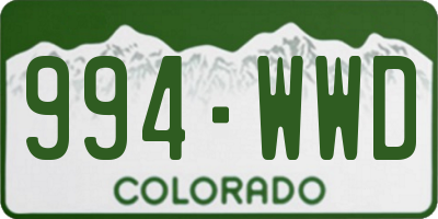 CO license plate 994WWD