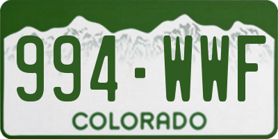 CO license plate 994WWF