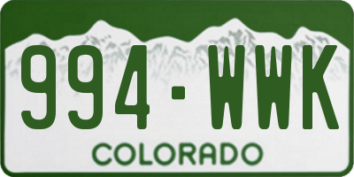 CO license plate 994WWK