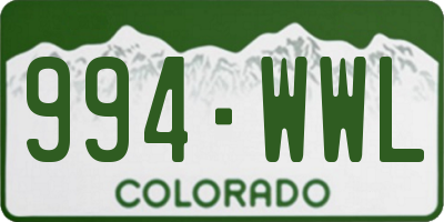 CO license plate 994WWL