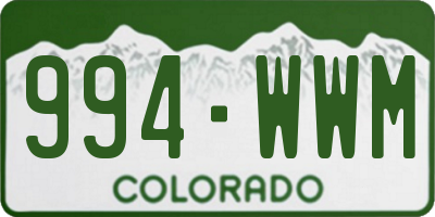 CO license plate 994WWM