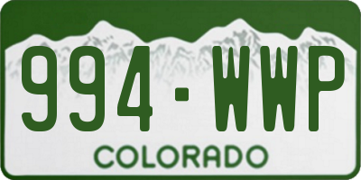 CO license plate 994WWP