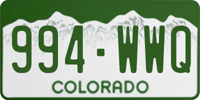 CO license plate 994WWQ