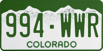 CO license plate 994WWR