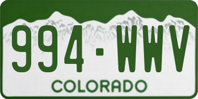 CO license plate 994WWV
