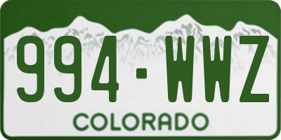 CO license plate 994WWZ