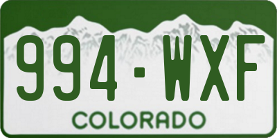 CO license plate 994WXF