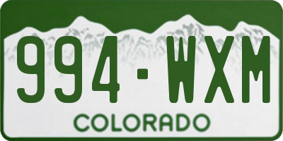 CO license plate 994WXM