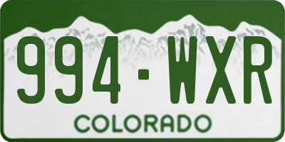 CO license plate 994WXR