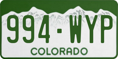 CO license plate 994WYP
