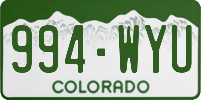 CO license plate 994WYU