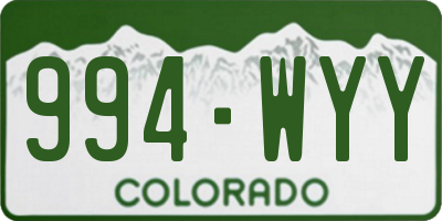 CO license plate 994WYY