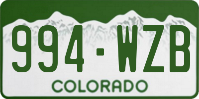 CO license plate 994WZB