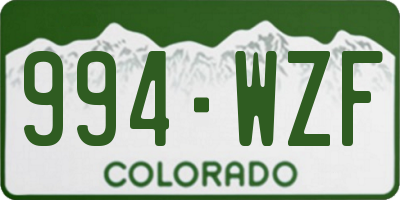 CO license plate 994WZF