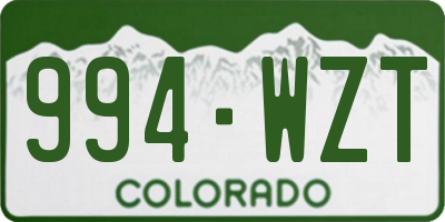 CO license plate 994WZT