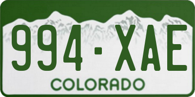 CO license plate 994XAE