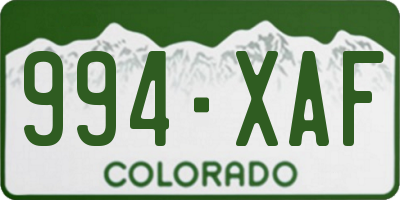 CO license plate 994XAF