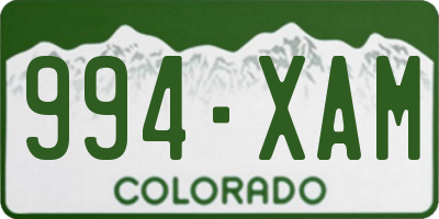 CO license plate 994XAM