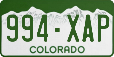 CO license plate 994XAP