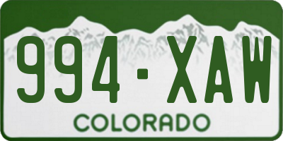 CO license plate 994XAW