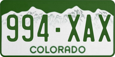 CO license plate 994XAX