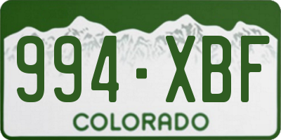 CO license plate 994XBF
